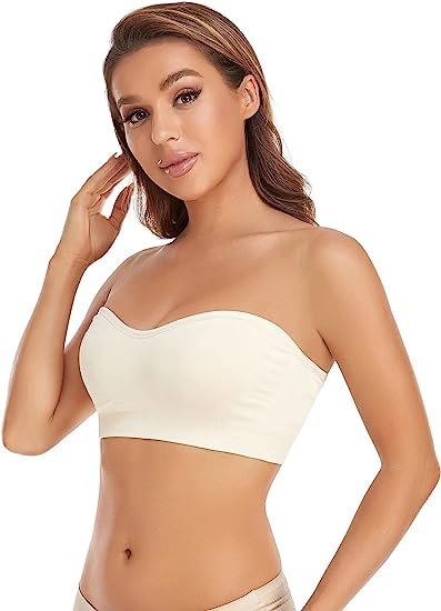 Women's strapless bra with anti-skid silicone pad, bra without steel ring